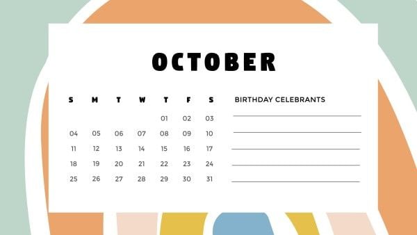 monthly, birthday, cartoon, Cute October Desk Calendar Template