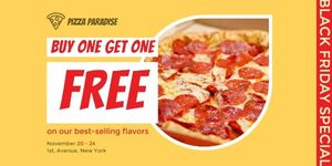 restaurant, food, promotion, Black Friday Pizza Sale Twitter Post Template