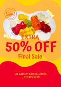 Yellow Candy Store Discount Sale Flyer