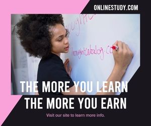 education, institute, education institute, Pink Online Study Classes Facebook Post Template