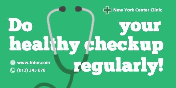 healthy, hospital, clinic, Green Health Checkup Twitter Post Template