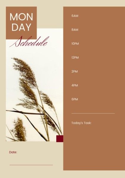 schedule, time, life, Brown Reeds Planner Template