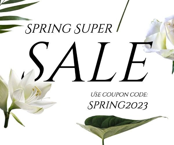 discount, store, shop, White Floral Super Sale Facebook Post Template
