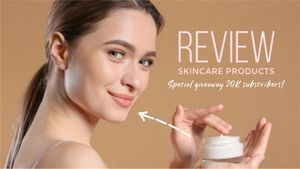 cover, beauty, social media, Beige Makeup Skincare Review Youtube Thumbnail Template