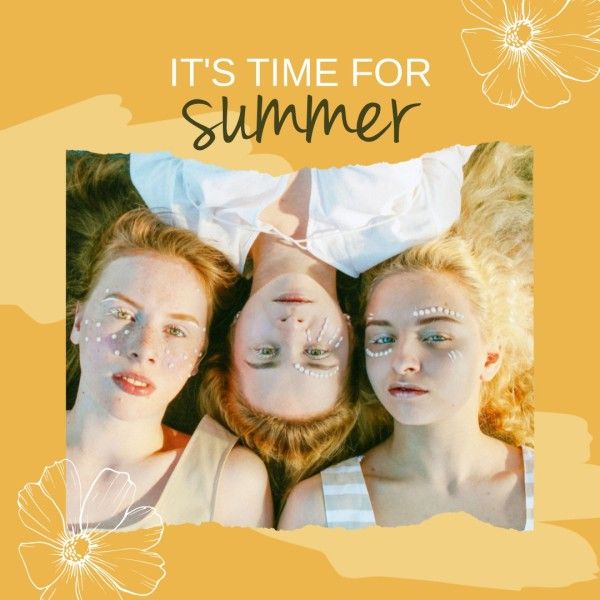 friends, photo collage, holiday, Yellow Simple Summer Fashion Girls Instagram Post Template