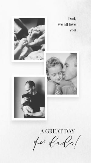 dad, family, fatherhood, Black And White Texture Father's Day Collage Photo Collage 9:16 Template