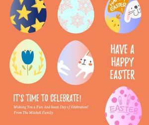 festival, egg hunting, wish, Orange Have A Happy Easter Facebook Post Template