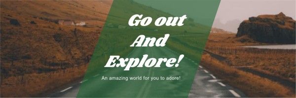 go out, tour, travel, Green And Brown Simple Explore The World Twitter Cover Template