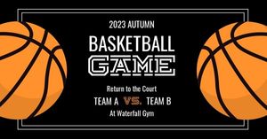 cover photo, social media, social network, Black And Orange Basketball Facebook Event Cover Template