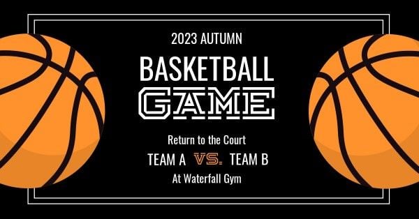 ブラックとオレンジバスケットボールフェイスブックイベントカバー Facebookイベントカバー