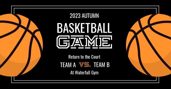 Black And Orange Basketball Facebook Event Cover Facebook Event Cover