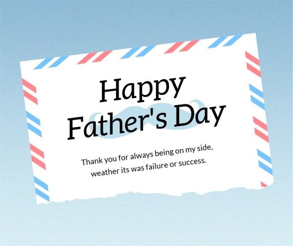 father's day, card, quote, Blue Mail Letter Happy Fathers Day Facebook Post Template
