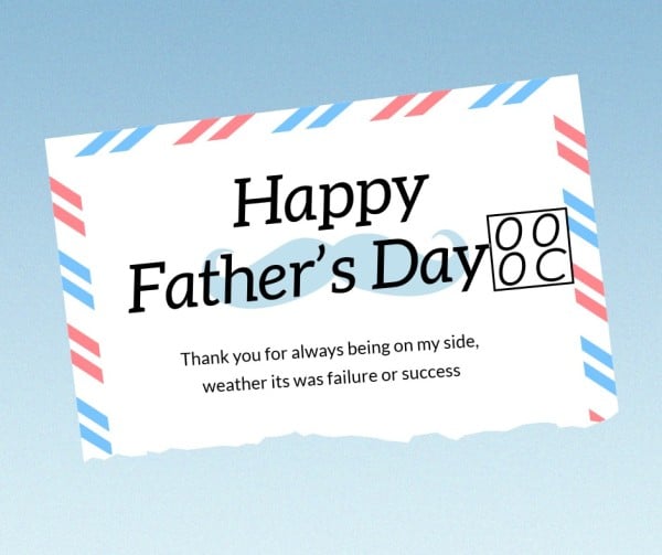 Blue Mail Letter Happy Fathers Day Facebook Post