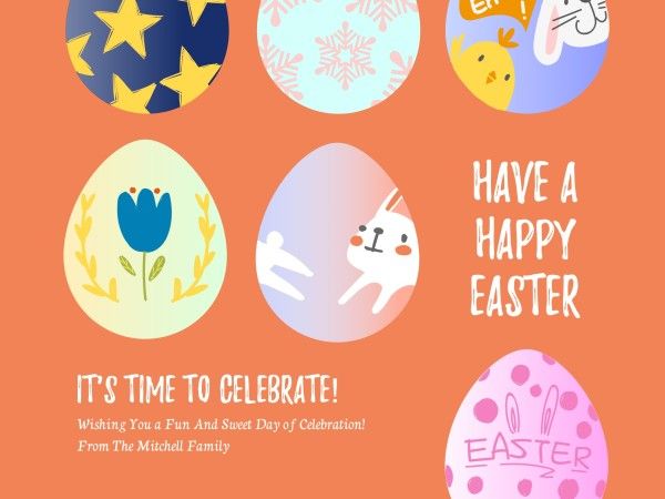 festival, egg hunting, wish, Orange Have A Happy Easter Card Template
