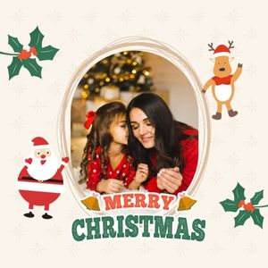 happy, holiday, joy, Yellow Merry Christmas Photo Collage (Square) Template