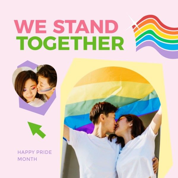photo collage, lgbt, lgbtq, Pink Abstract Modern Pride Month Love Instagram Post Template