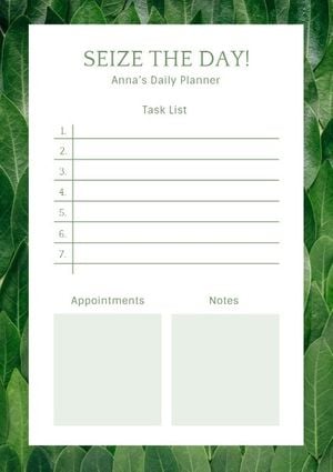 life, list, work, Green Plant Plan Planner Template