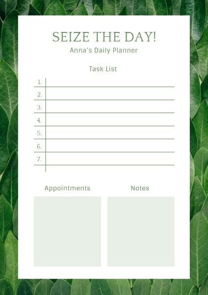 life, list, work, Green Plant Plan Planner Template