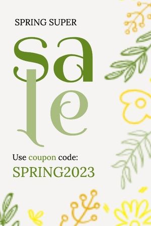 super, coupon, season, Yellow Botanical Spring Sale Pinterest Post Template