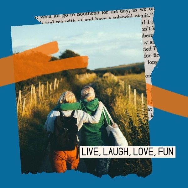 live, life, laugh, Blue Best Friends Collage Instagram Post Template