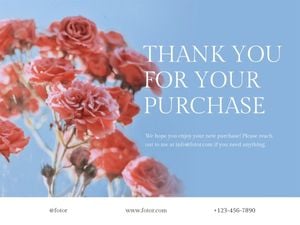 Blue Pink Floral Business Thank You Card