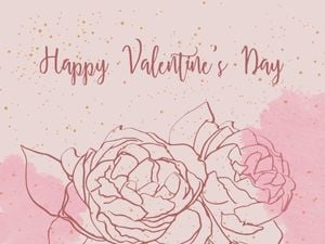 ピンクフラワーバレンタインカード メッセージカード