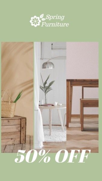 house, home, promotion, Green Minimal Furniture Store Sale Instagram Story Template
