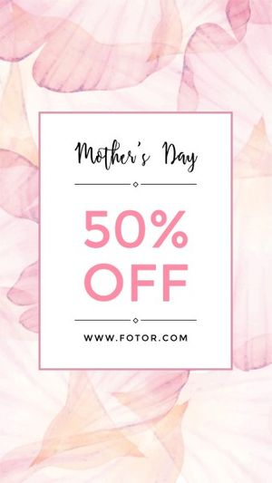 Pink Watercolor Texture Mother's Day Sale Instagram Story