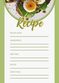 Green And White Egg Avocado Recipe Card Recipe Card