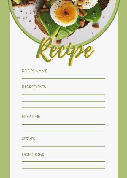  designer,  designers,  graphic design, Green And White Egg Avocado Recipe Card Template