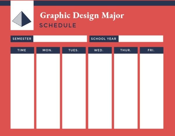 term, semester, blank, Red And White Background Class Schedule Template