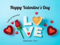 蓝色简单情人节快乐 电子贺卡