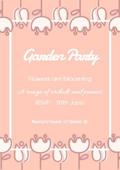 event, parties, events, Pink Garden Party Invitation Template