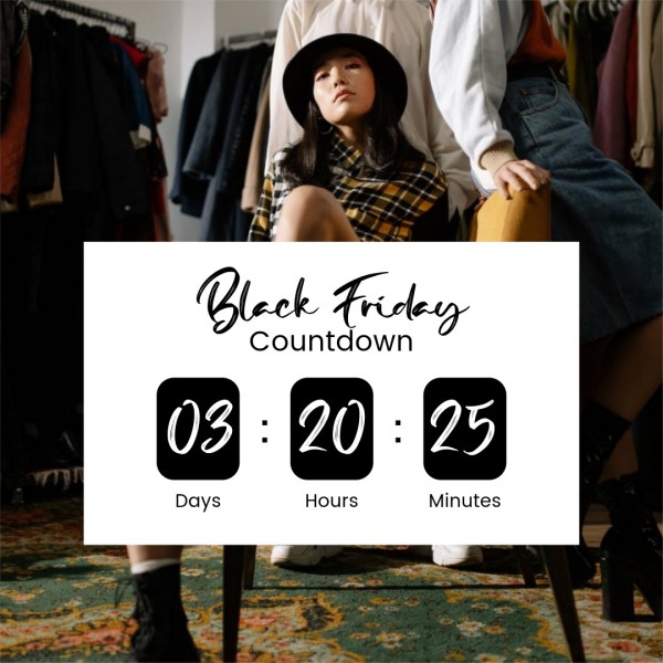 Black Friday Fashion  Branding Countdown Instagram Post