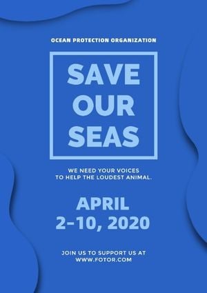 environment protection, sea, water, Blue Ocean Protection Poster Template