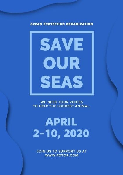environment protection, sea, water, Blue Ocean Protection Poster Template
