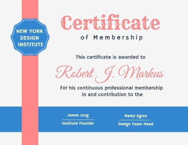certificate of membership, project, studio, Design Institute Membership Certificate Template