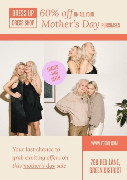 dress, mothers day, photo, Mother's Day Promotion Poster Template