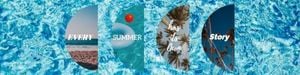 ocean, sea, collage, Summer Swimming Pool  LinkedIn Background Template