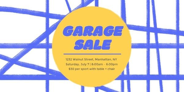 Blue Summer Garage Sale Twitter Post