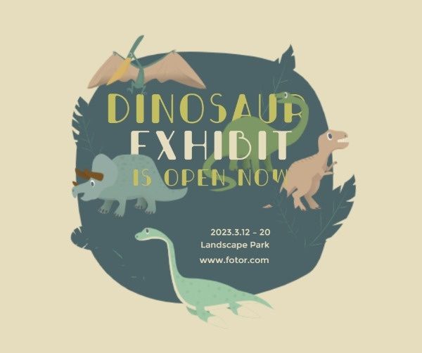 jurassic, display, animal, Dinosaur Exhibition Is Open  Facebook Post Template