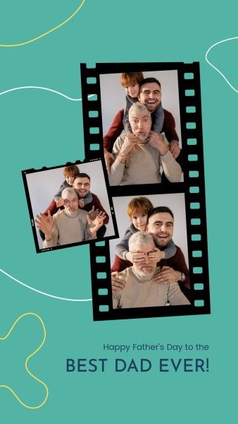 dad, grandfather, grandpa, Green Father's Day Family Photo Collage Instagram Story Template