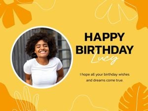 Yellow Simple Illustration Happy Birthday Card