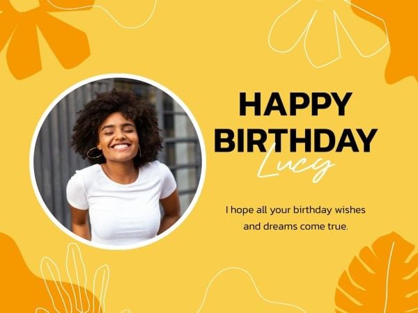 greeting, celebration, celebrate, Yellow Simple Illustration Happy Birthday Card Template