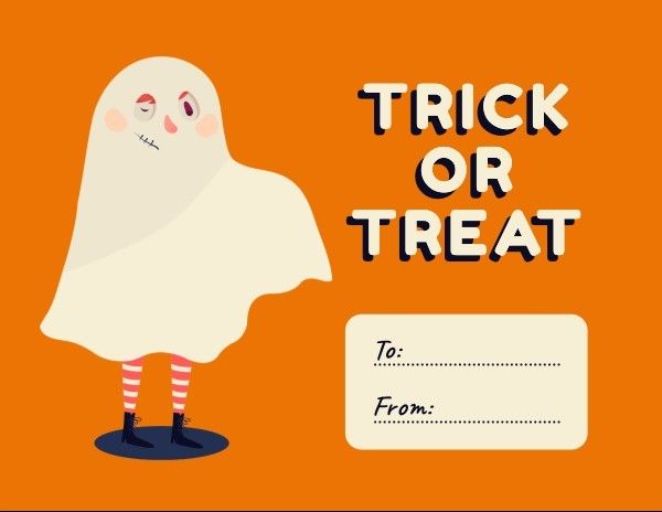 festival, holiday, ghost, Yellow Halloween Trick Or Treat Label Template