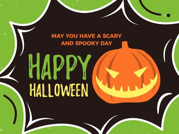 party, horror, fun, Cartoon Cute Spooky Halloween Wish Card Template