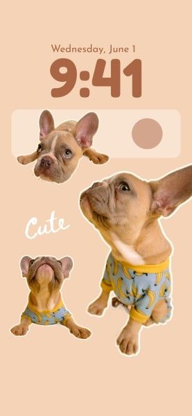 lock screen, image cutout, photo, Beige Cute Funny Dogs Cutout Phone Wallpaper Template