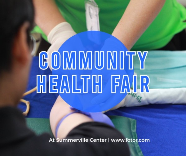 Blue Community Health Fair Facebook Post