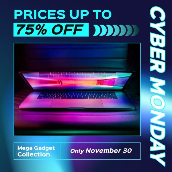 Gradient Neon Cyber Monday Online Shopping Pormotion Discount Instagram Post