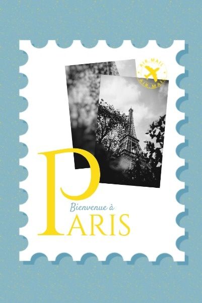 france, postcard, card, Paris Travel Pinterest Post Template